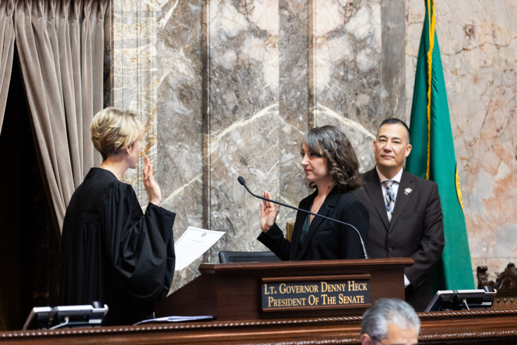 Sen. Bateman being sworn in