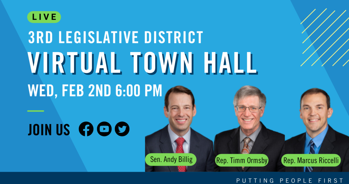 3rd Legislative District to Host Virtual Town Hall on Wednesday