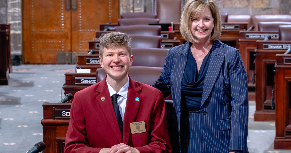 Beau Bennett serves as page in Washington State Senate