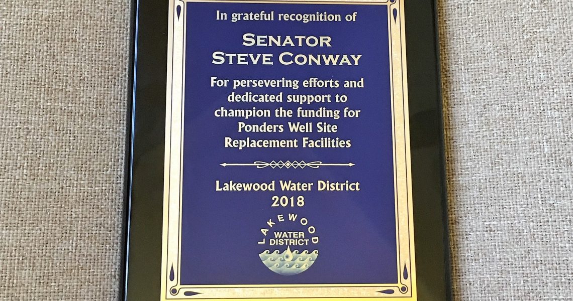 Sen. Conway honored by utility district