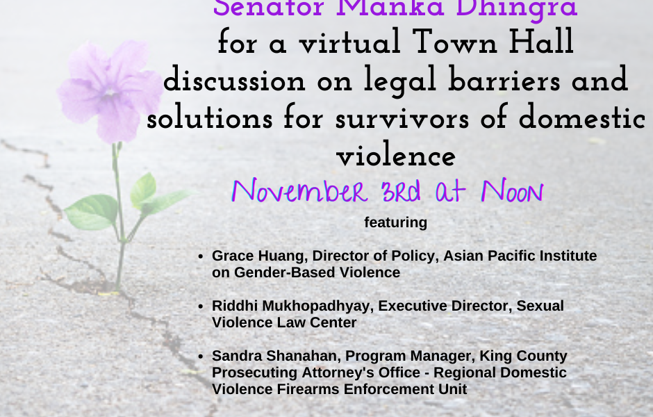 Join my town hall on solutions for domestic violence survivors, Nov. 3