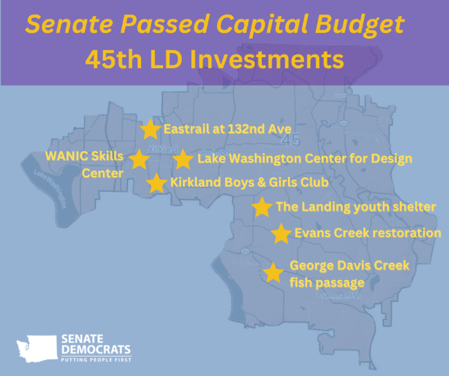 Map with Senate passed capital budget projects