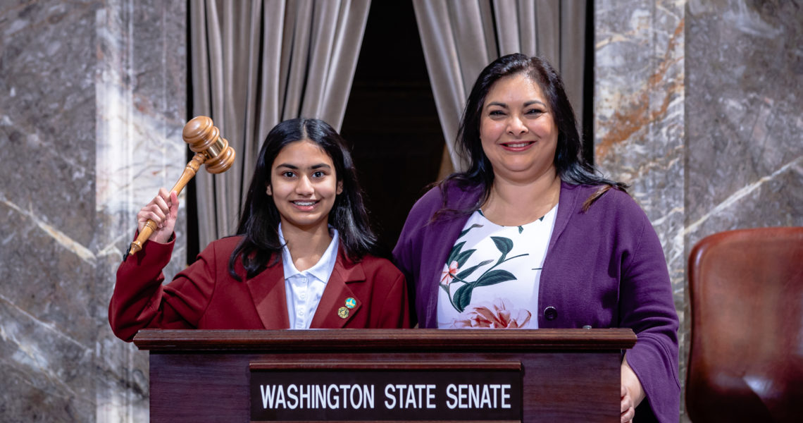 Monica Gupta serves as page in the Washington State Senate