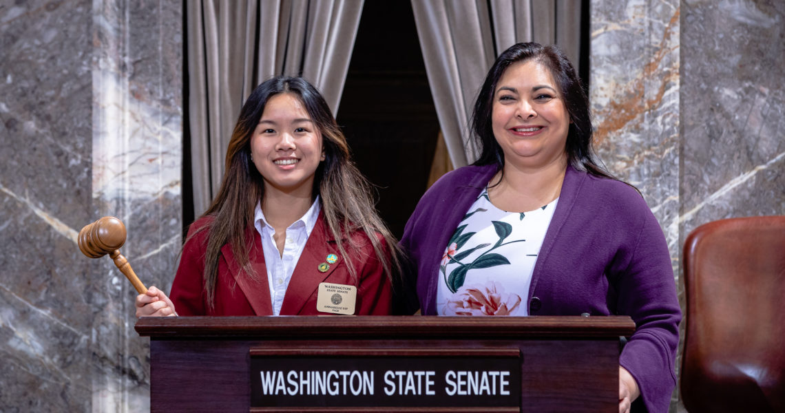 Annabelle Yip serves as page in the Washington State Senate
