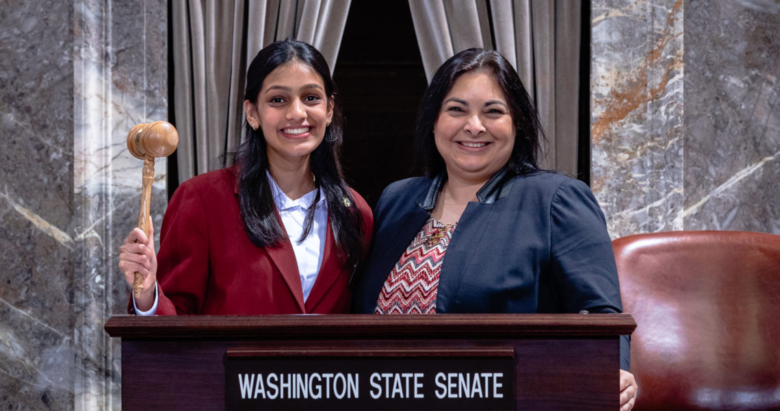 Uma R. Yaga serves as page in the Washington State Senate