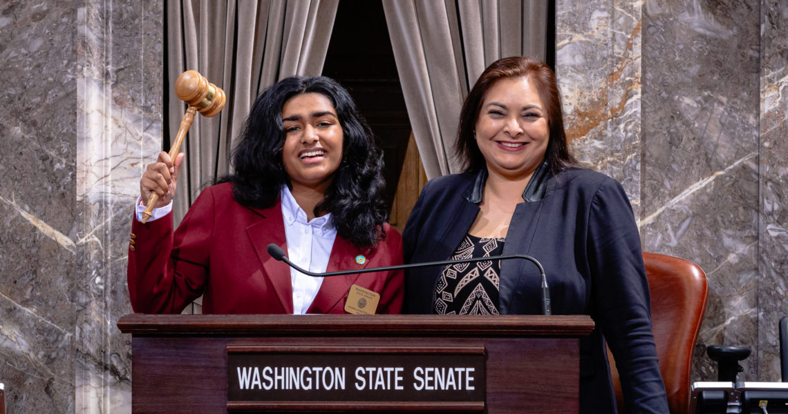 Medha Singitham serves as a page in Washington State Senate
