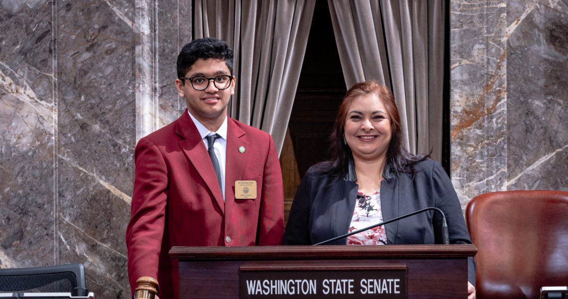 Parv Mehta serves as a page in Washington State Senate