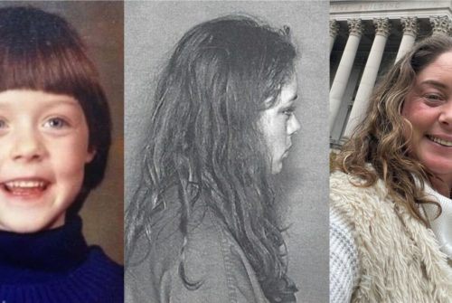 Yvonne Hubbell. Left to right: Hubbell as a child, Hubbell’s mugshot as a teen and Hubbell today. (Yvonne Hubbell/Shared Hope International)