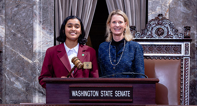 Ria Sinha serves as page in Washington State Senate