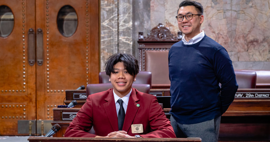 Khai Nguyen serves as a page in the Washington State Senate