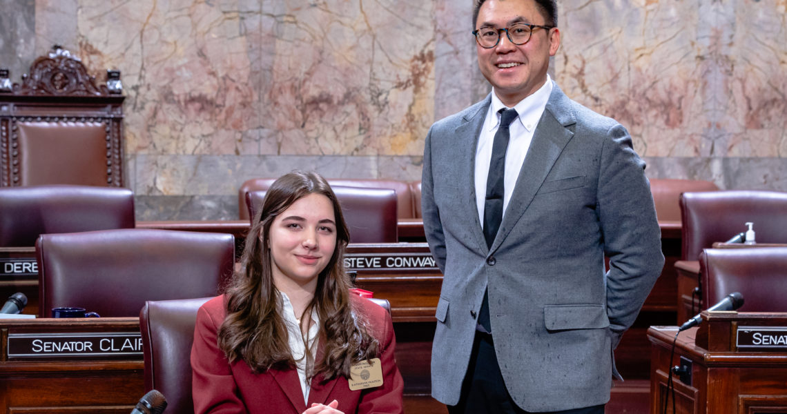 Katherine Pamplin serves as page in the Washington State Senate