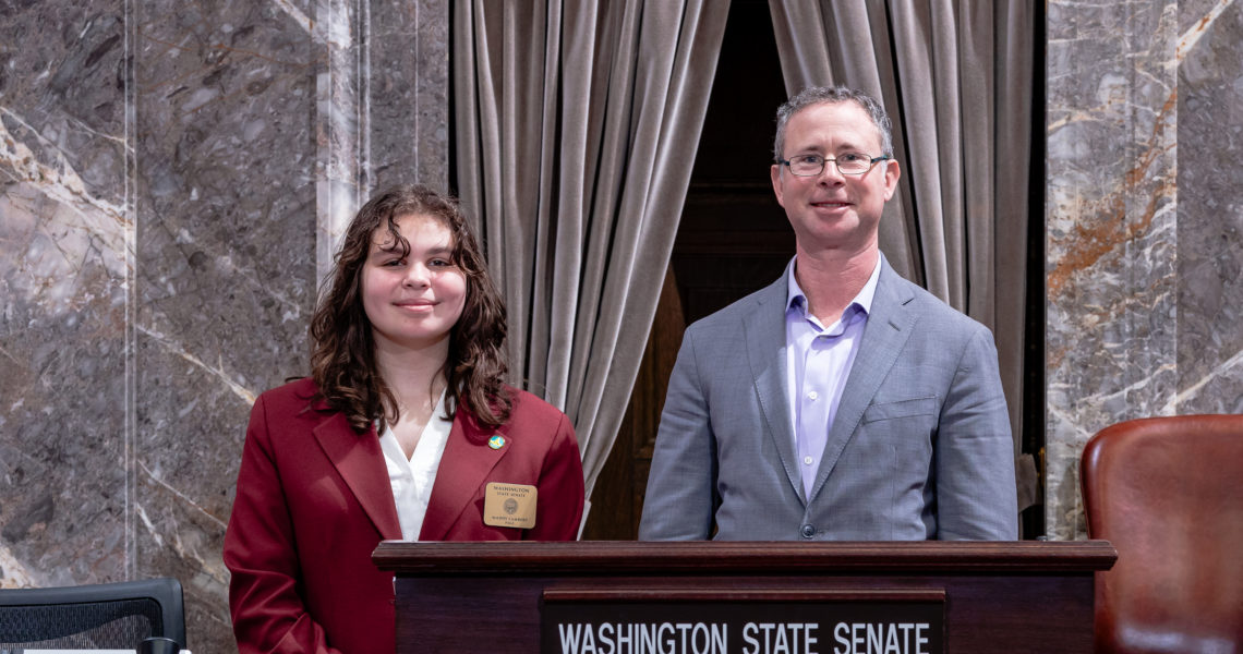 Maddy Lambert serves as a page in Washington State Senate
