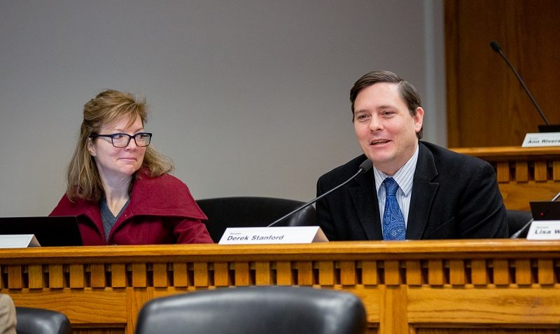 Sen. Stanford and Sen. Brown at a hearing of the Senate Environment, Energy, and Technology Committee, Jan. 21st, 2020.
