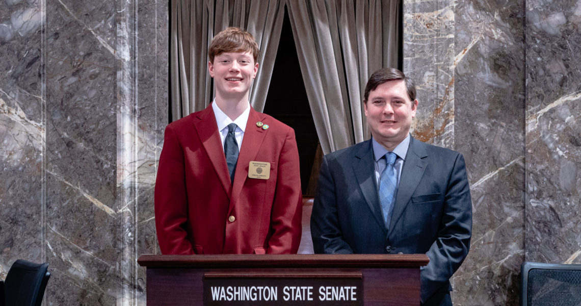 Logan Christy serves as page in Washington State Senate