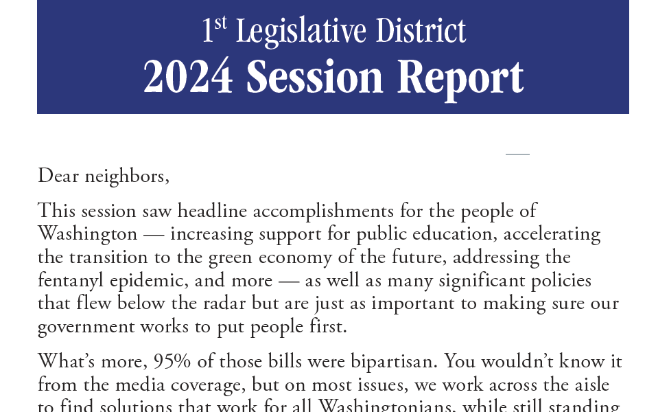 2024 1st Legislative District Session Report