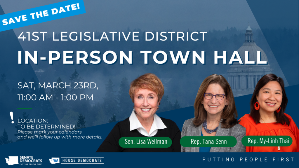 Save the date! Townhall March 23rd 11am - Sen. Lisa Wellman